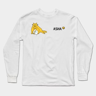 Worker Asha Cuddly Cat Essential Employee Meme Rainbow Long Sleeve T-Shirt